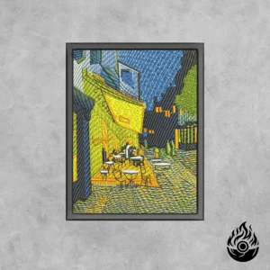 Terraza de café por la noche